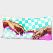 Adam and God hands pillow case