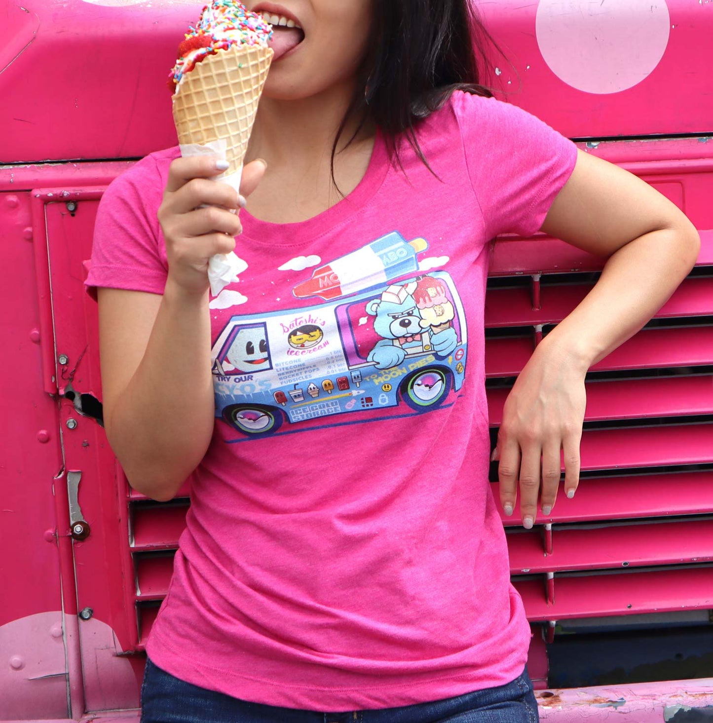 Ladies Satoshi's Ice Cream Truck-rasberry