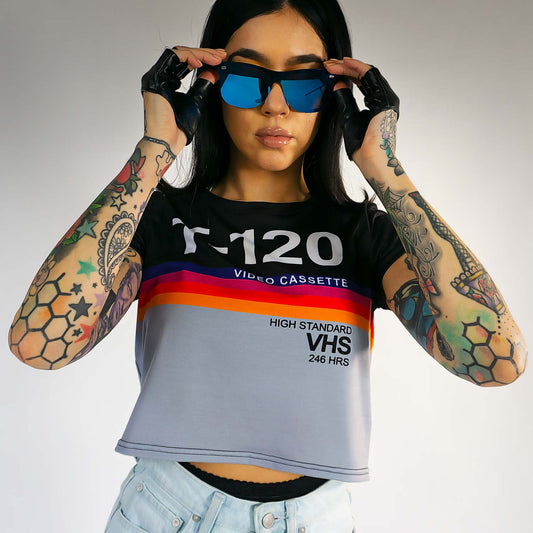 T-120 VHS Sublimated Crop top